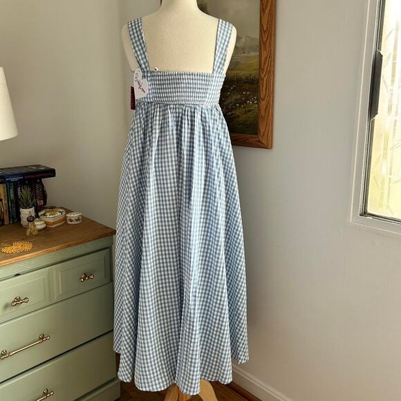 Nwt blue white gingham maxi dress - Picture 6 of 7